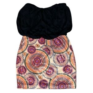 Lovposh Strapless Bubble Top Mini Dress with Sequin details (S)